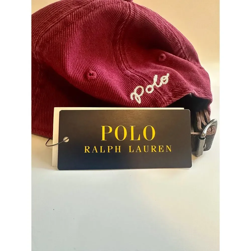 Polo Ralph Lauren Baseball Cap Hat Maroon Red Navy P Logo OS NWT